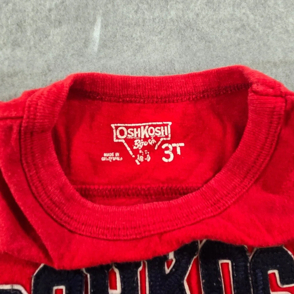 OshKosh B'gosh Boys Red Long Sleeve Graphic Athletic Varsity T-Shirt Size 3T